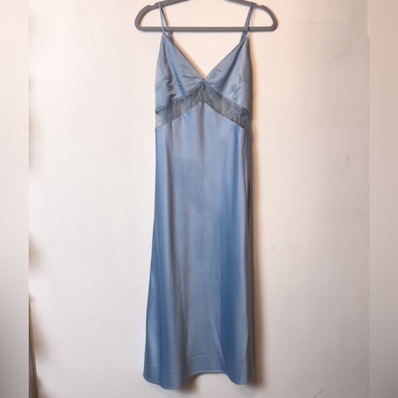 Dynamite Light Blue Satin Maxi NWT Silk Slip Maxi - Picture 4 of 5